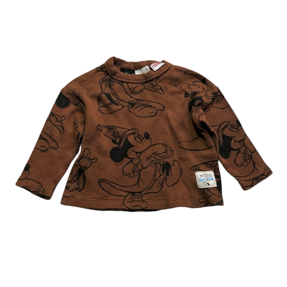 Zara Disney Waffle knit‎ Brown Long Sleeve baby’s 6-9M Tee